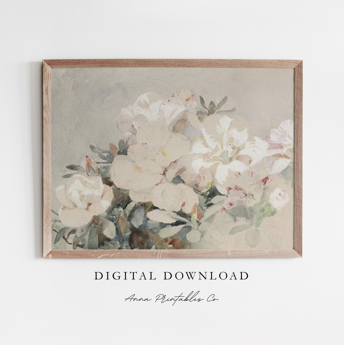 Rose Blossoms Antique Blush Flower Watercolor Painting Poster