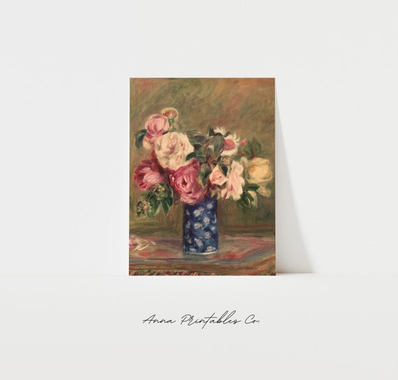 Renoir Bouquet Of Roses Antique Still Life Art Print
