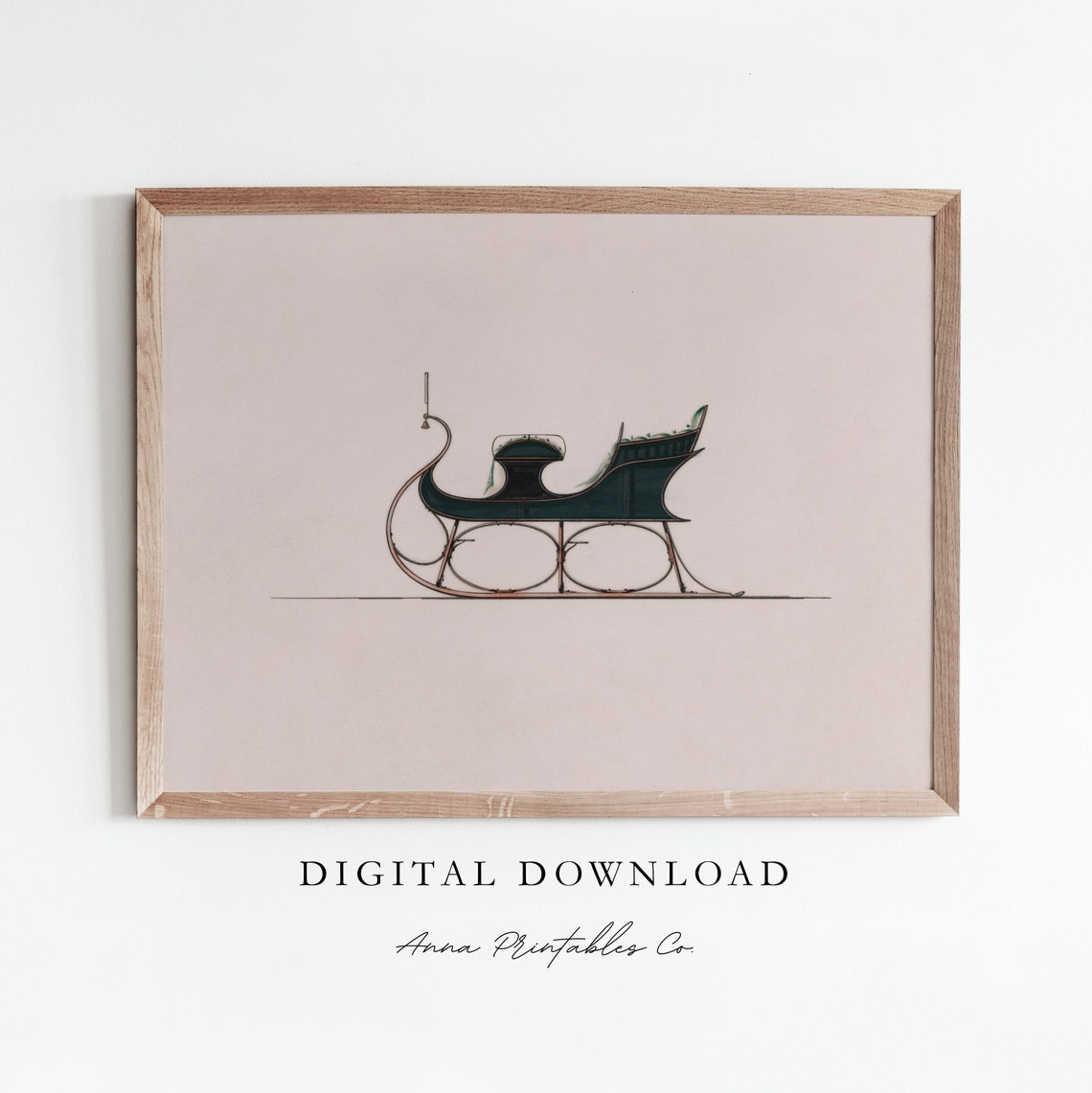 Antique Horse-Drawn Sleigh Design Plate Vintage Carriage Art Print