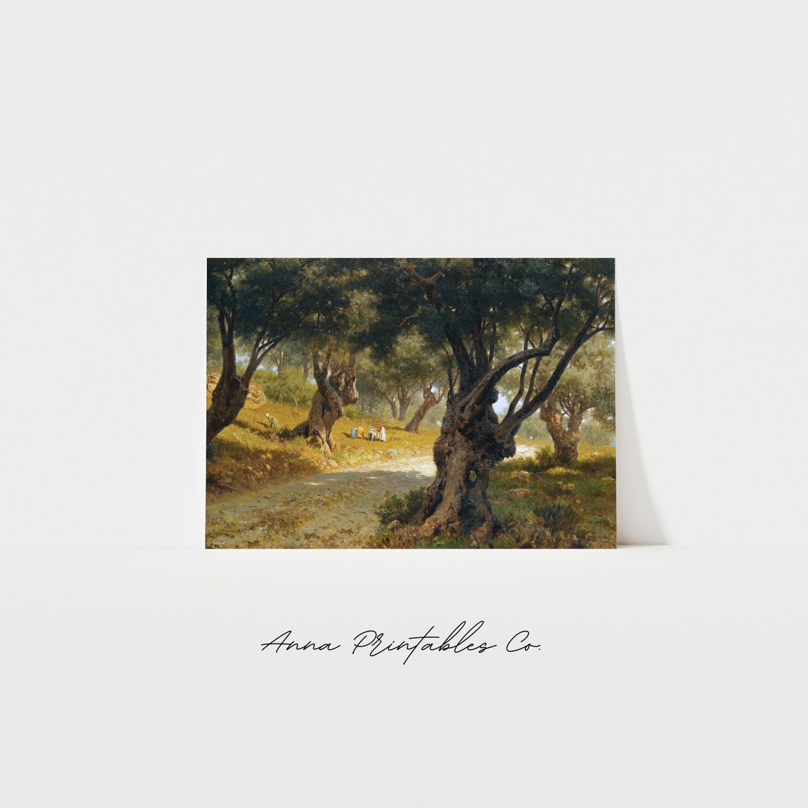 Vintage Olive Grove with Ancient Trees Mediterranean Painting Poster