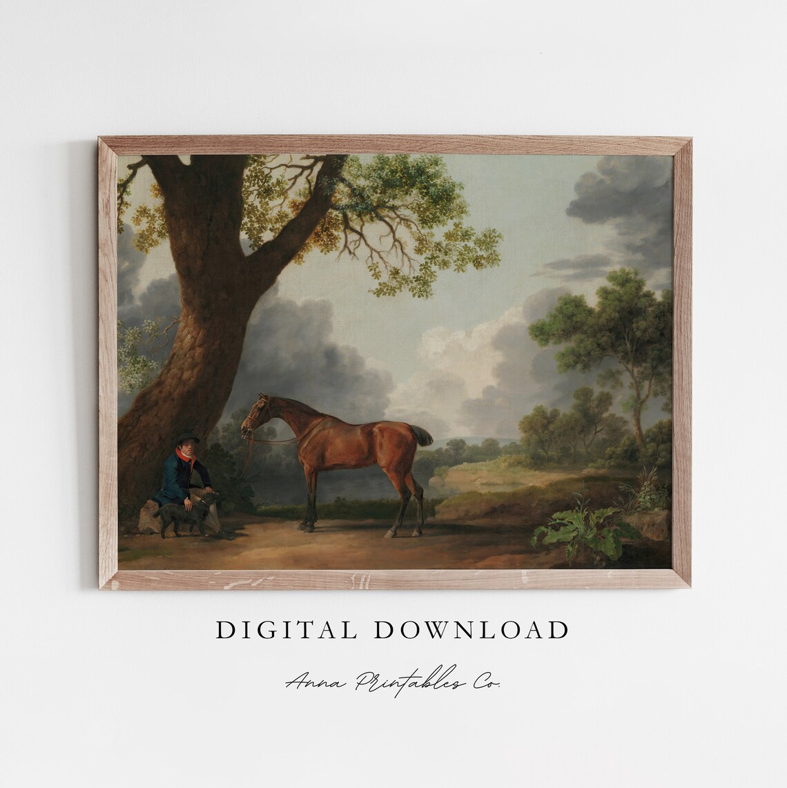 Resting Under A Tree Antique Horse Painting Print