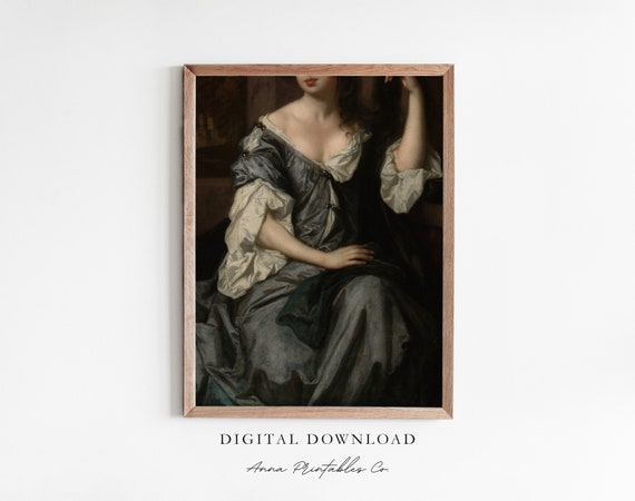 Lady In A Blue Dress Vintage Portrait Art Print