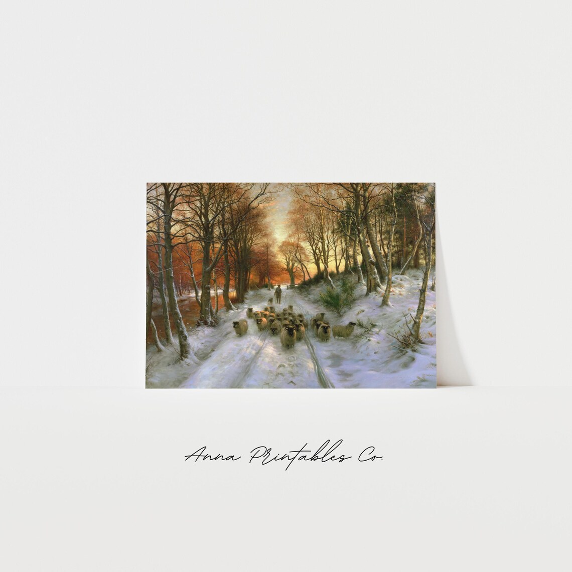 Antique Moody Winter Landscape, Vintage Art Print