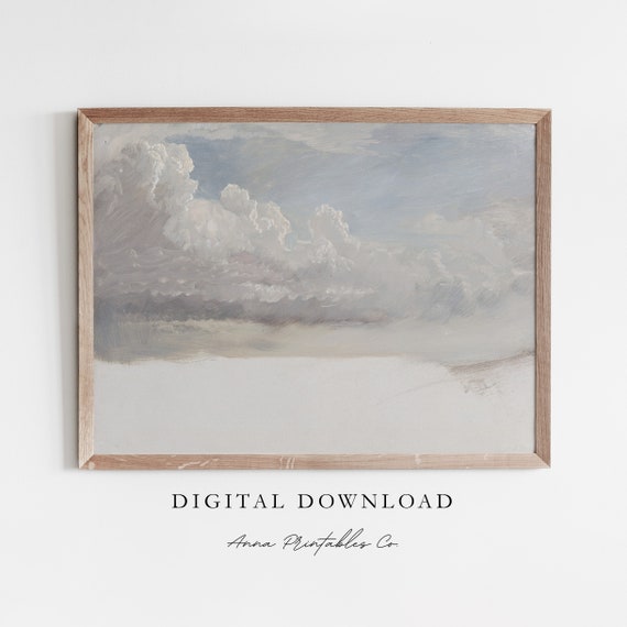 Cloud Study V Vintage Cloudy Sky Painting For Antique Nursery Wall Art Light Academia Decor Fine Art