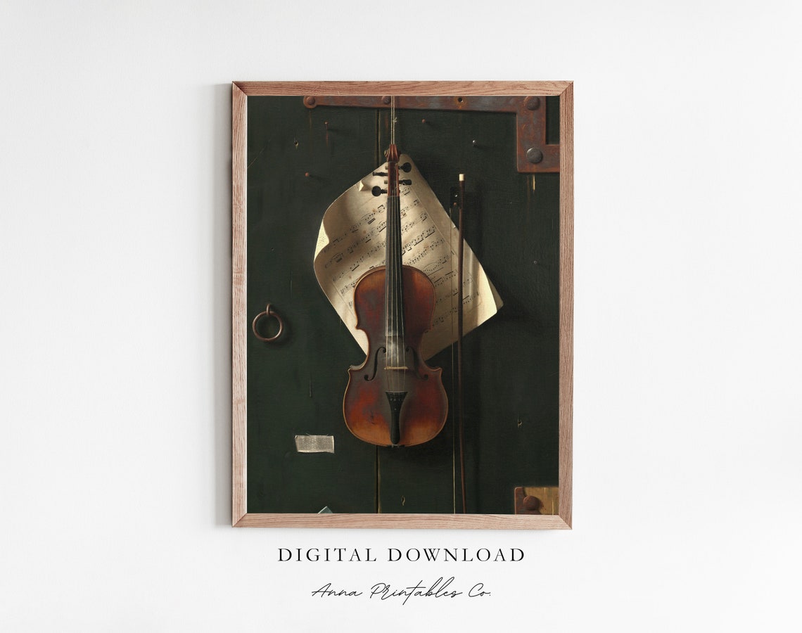 Trompe Loeil Violin and Sheet Music Still Life Classic Art Poster