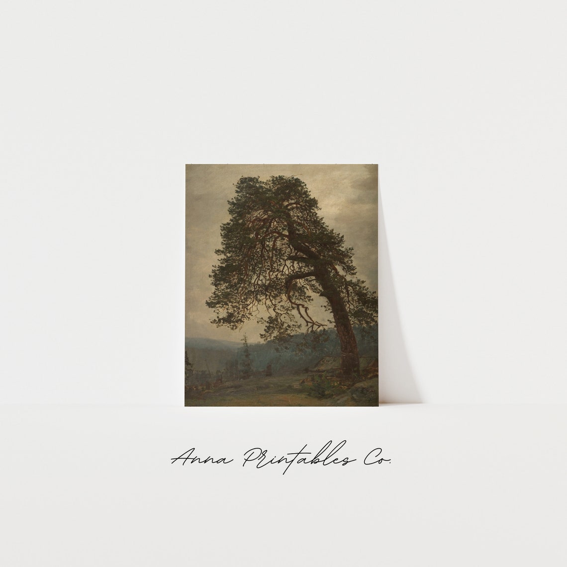 Antique Leaning Pine Tree Vintage Dusty Sky Landscape Poster - Image 2