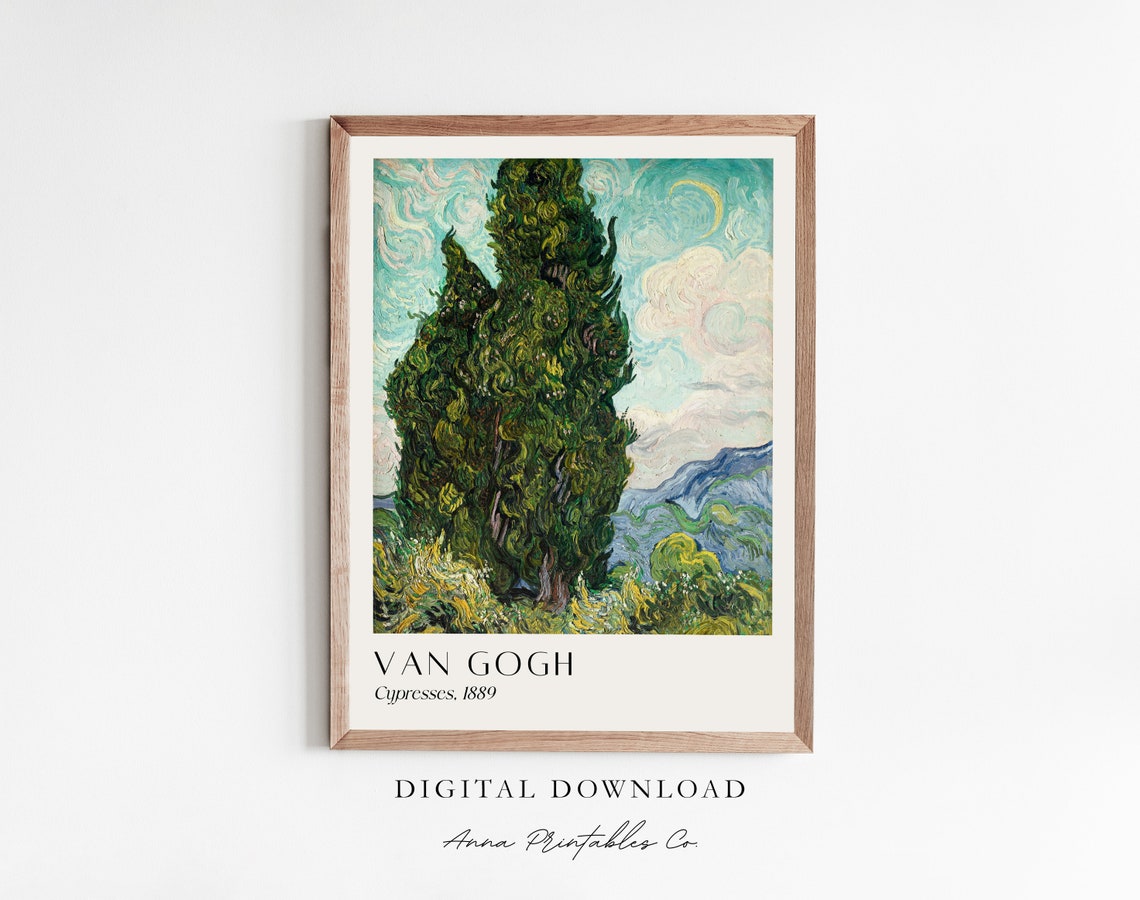 Van Gogh Cypresses 1889 Gallery Museum Exhibition Art Poster