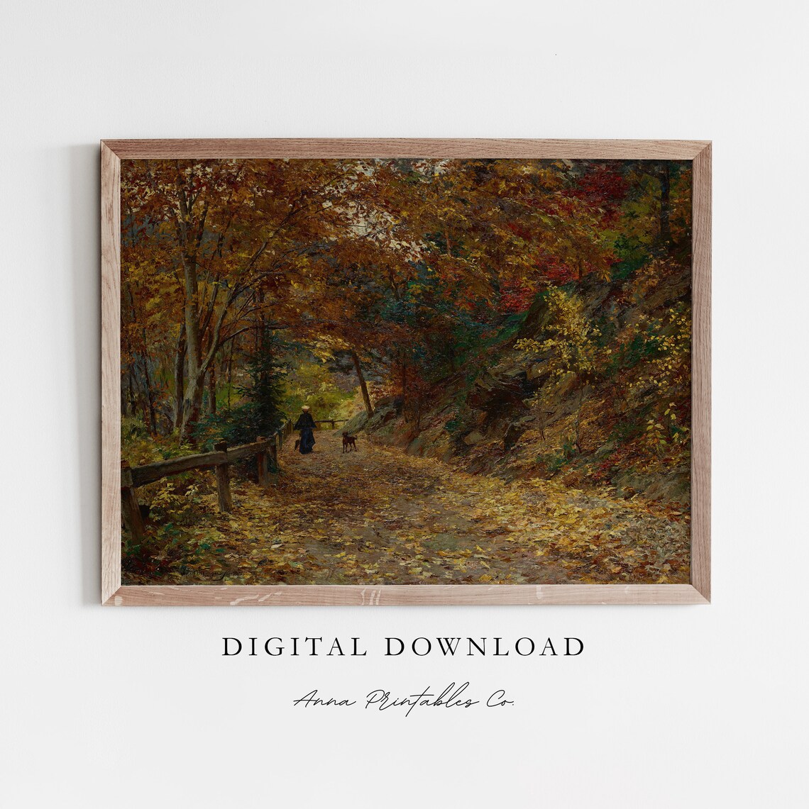 Path Through A Fall Forest Vintage Oil Painting
