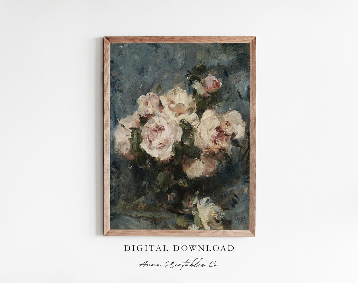 Pink Roses Vintage Cottagecore Art Print