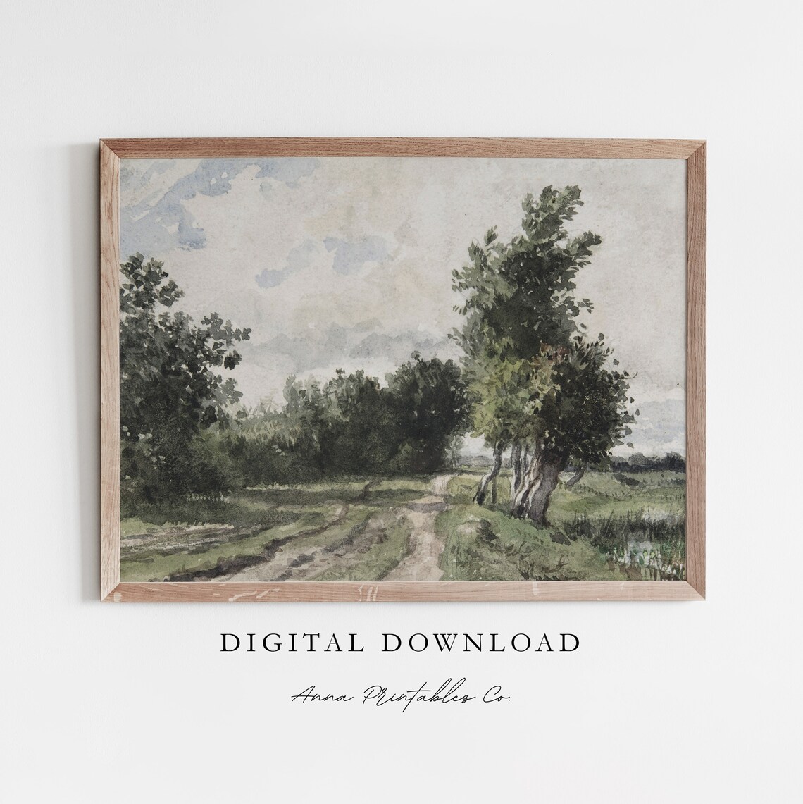 Green Summer Scene Antique Landscape Art Print