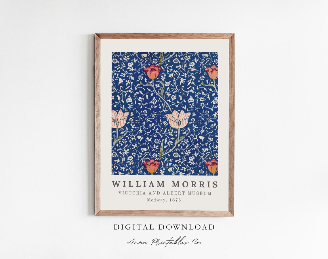 William Morris Medway 1875 Blue Floral Pattern Design Poster