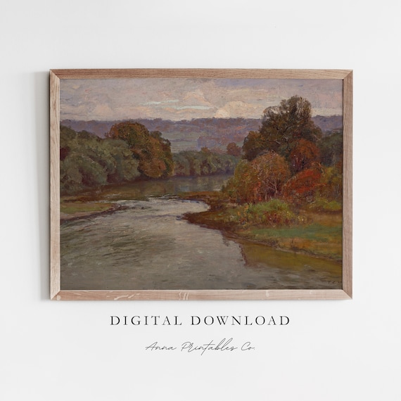 Antique Fall Landscape Vintage Art Print