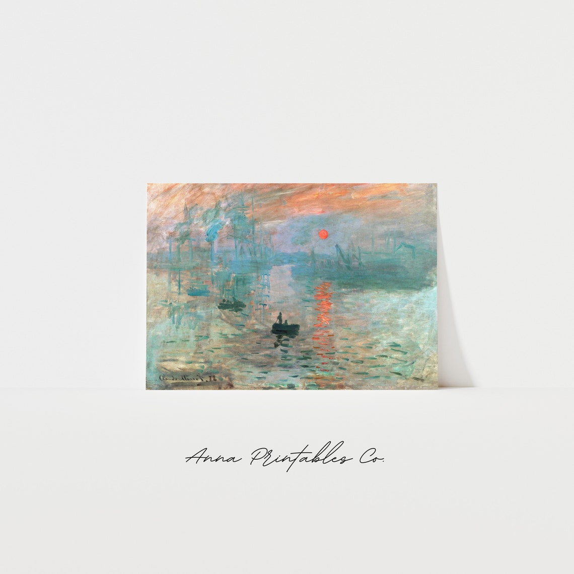 Claude Monet Impression Sunrise Painting Antique River Landscape Wall Art Impressionist Wall Decor Art Print