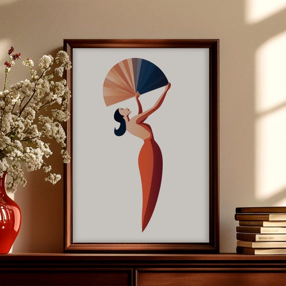 Flamenco Dancer Art Print Abstract Painting Wall Art Cubism Art Deco Illustration Graphic Poster Oil Paint Picture Contemporary Home 129