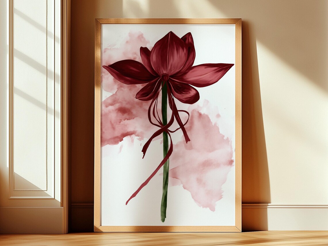 Flower Wall Art, Burgundy Floral Centrepiece Poster