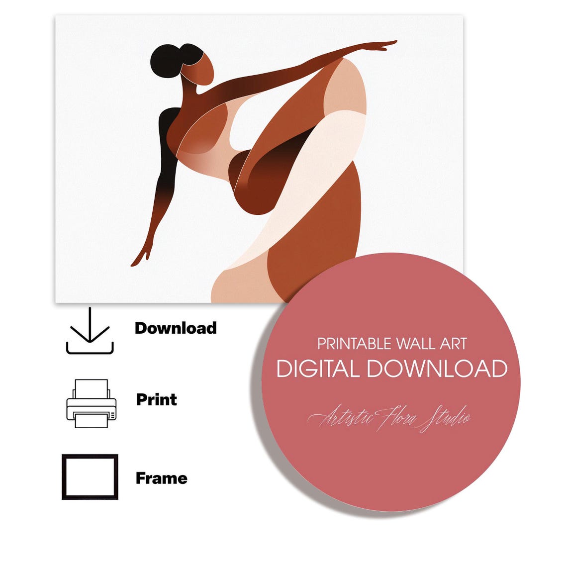 Abstract Terracotta Dancer Modern Horizontal Minimalist Poster - Image 3