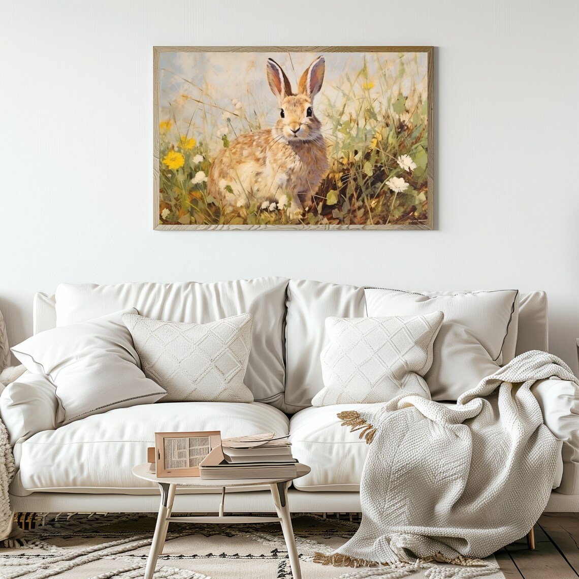 Rabbit In Spring Meadow Oil Painting, Nursery Art - Image 3