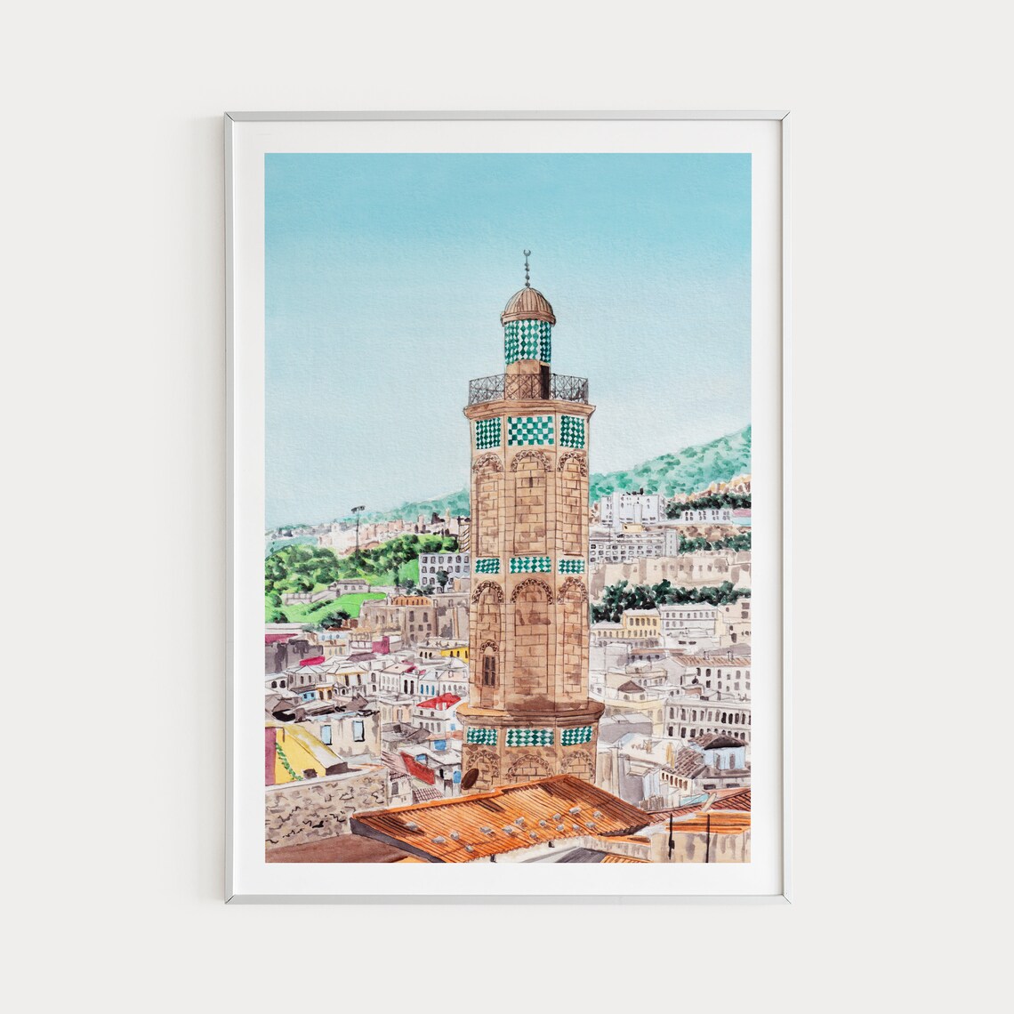 Oran Algeria Travel Poster, Sidi El Houari Cityscape