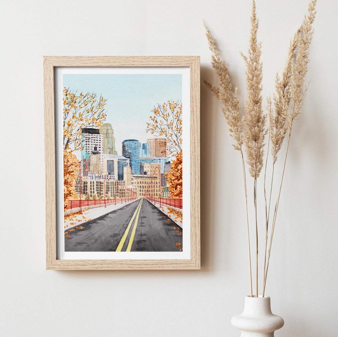 Minneapolis Watercolor Cityscape, Minnesota Art Print - Image 2