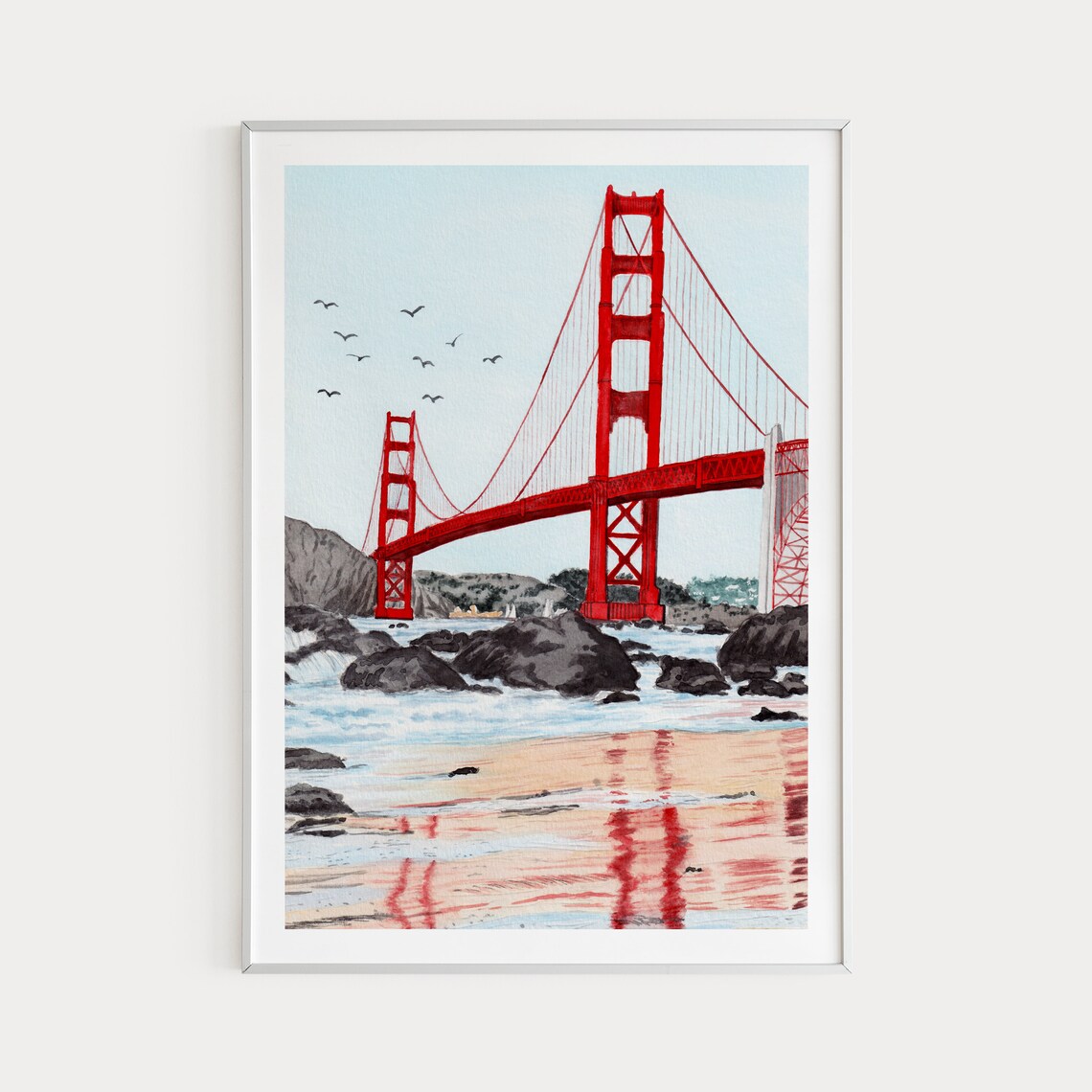 San Francisco Golden Gate Bridge Watercolor Travel Poster