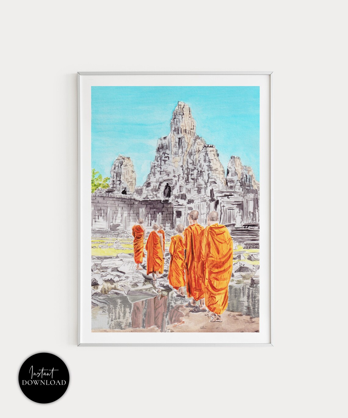 Angkor Wat Cambodia Travel Poster, Asia Landmark