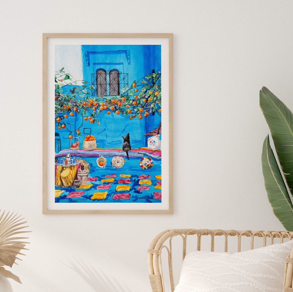 Chefchaouen Morocco Watercolor Travel Poster - Image 2