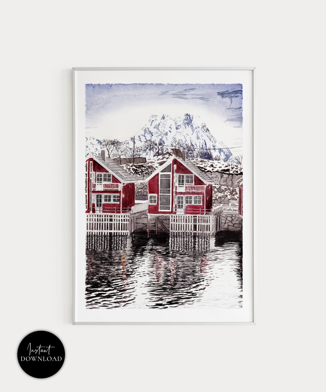 Lofoten Islands Norway Travel Poster, Landscape