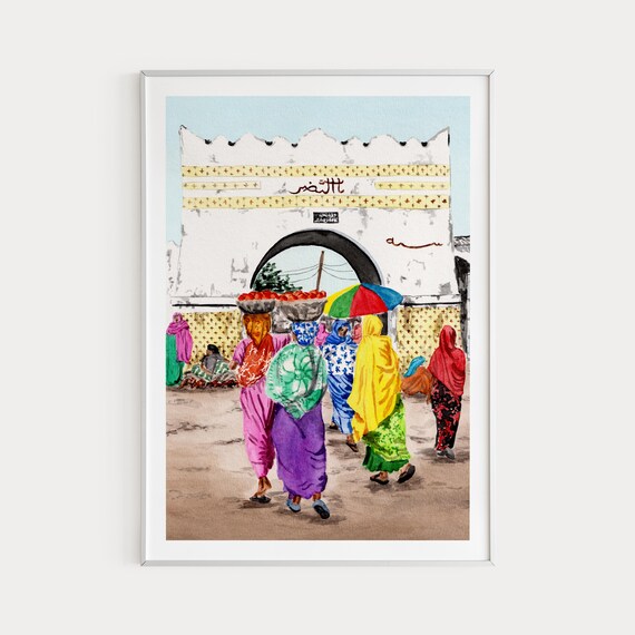 Harar Cityscape, Ethiopia Travel Poster Art Print