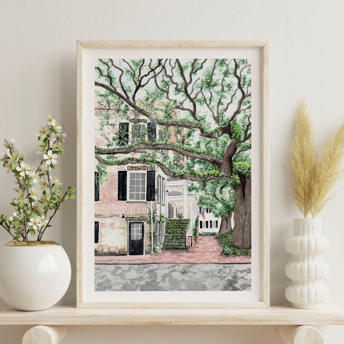Savannah Georgia Watercolor Cityscape Art Print - Image 3