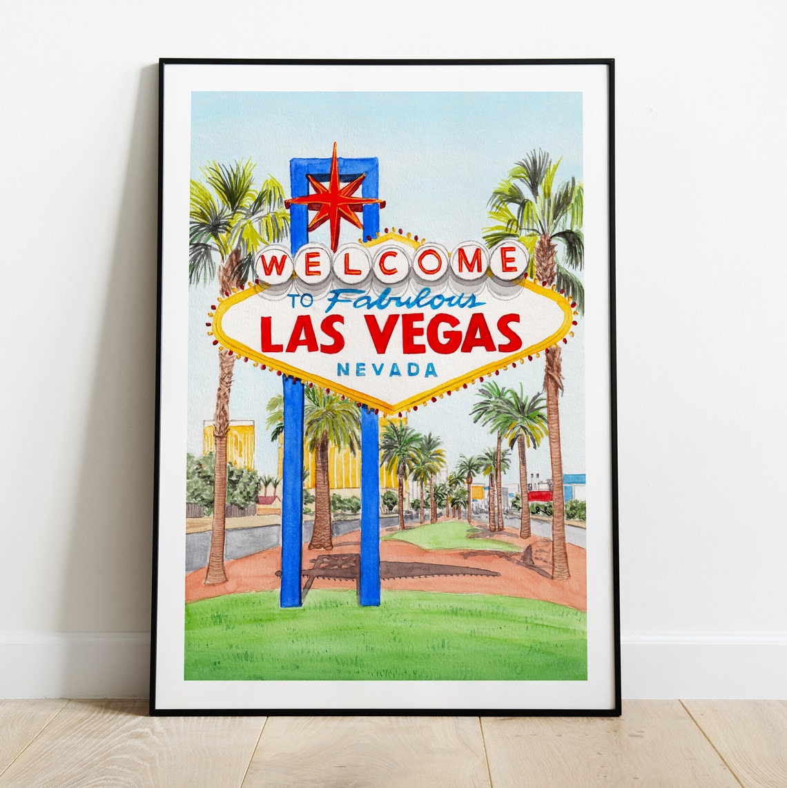 Welcome to Fabulous Las Vegas Sign Watercolor Nevada Strip Poster - Image 2
