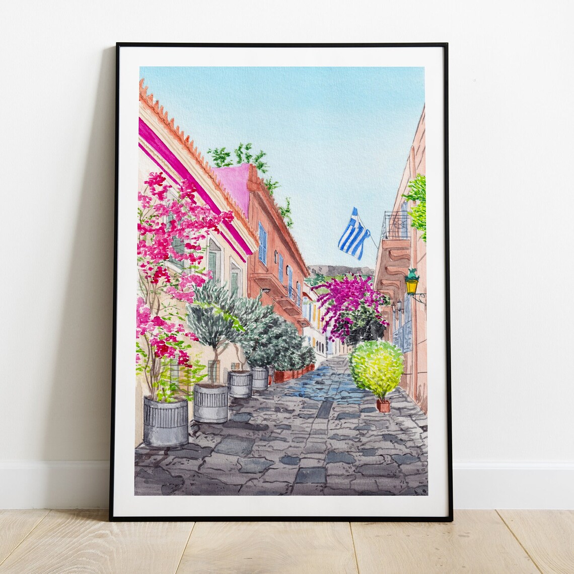 Athens Plaka Watercolor Art Print, Greece Travel - Image 2