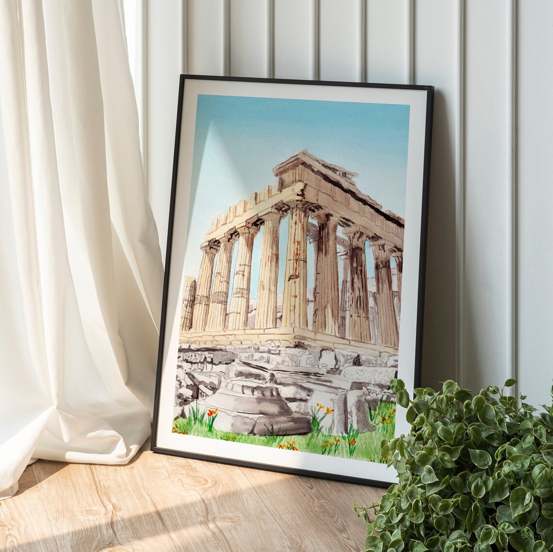 Parthenon Watercolor Travel Poster, Athens Greece - Image 2
