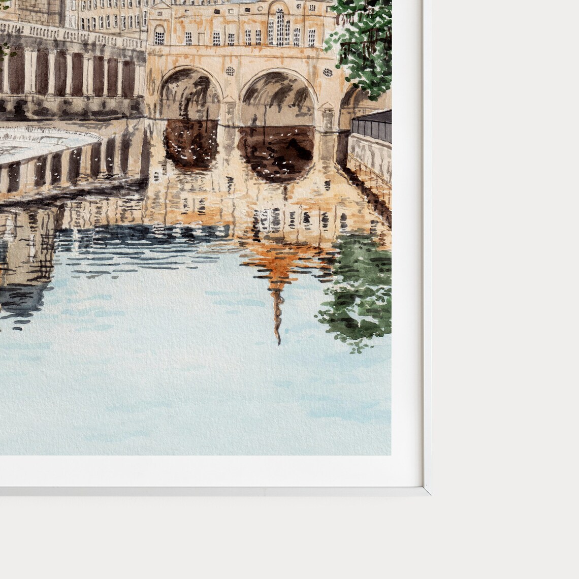 Bath City Watercolor Art Print, England Cityscape - Image 3