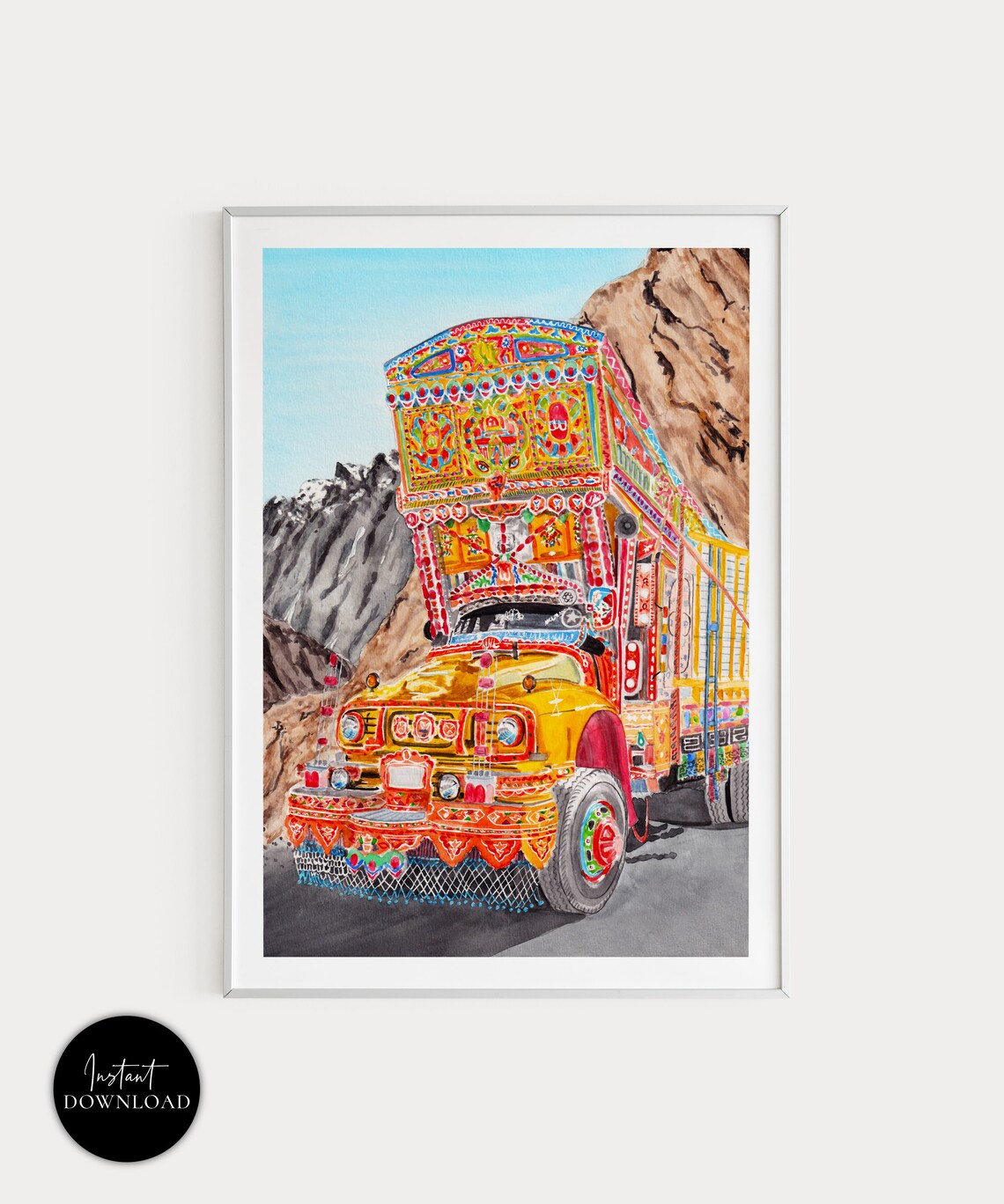 Karakoram Highway Travel Poster, Pakistan Art Print