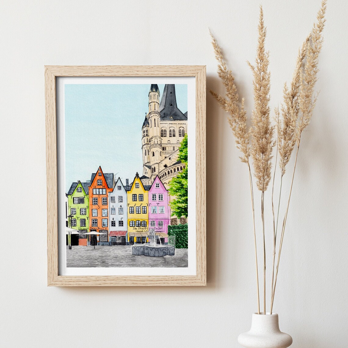 Cologne Germany Watercolor Travel Poster, Cityscape - Image 2