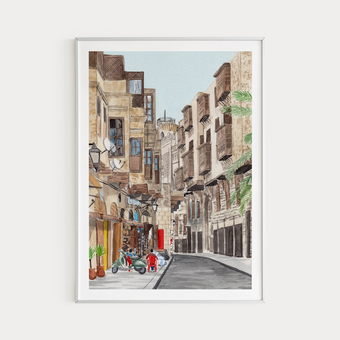 Cairo Watercolor Travel Poster, Egypt Cityscape