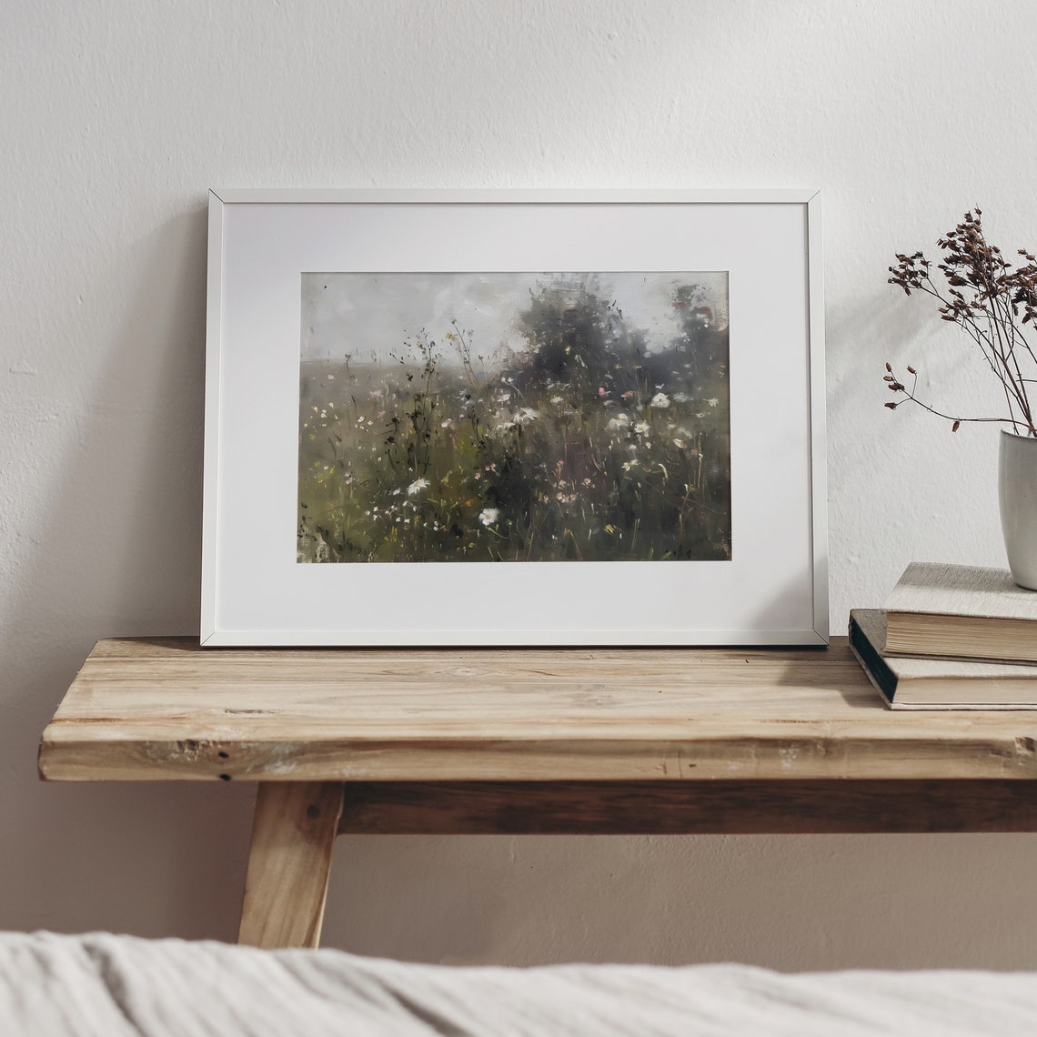 Wildflower Meadow With Daisies In Misty Green Impressionist Poster - Image 5