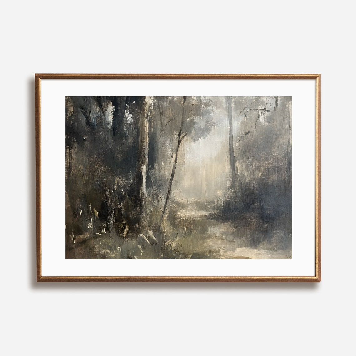 Dark Moody Forest With Light Through Trees Atmospheric Poster - Image 3