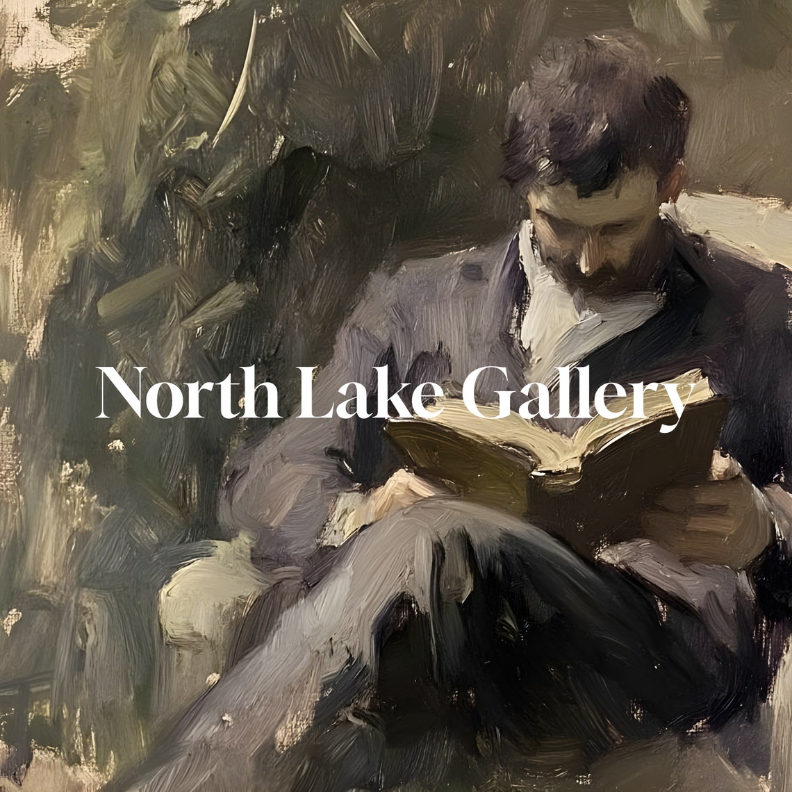 Man Reading In Armchair Surrounded By Garden Light Painting Poster - Image 3