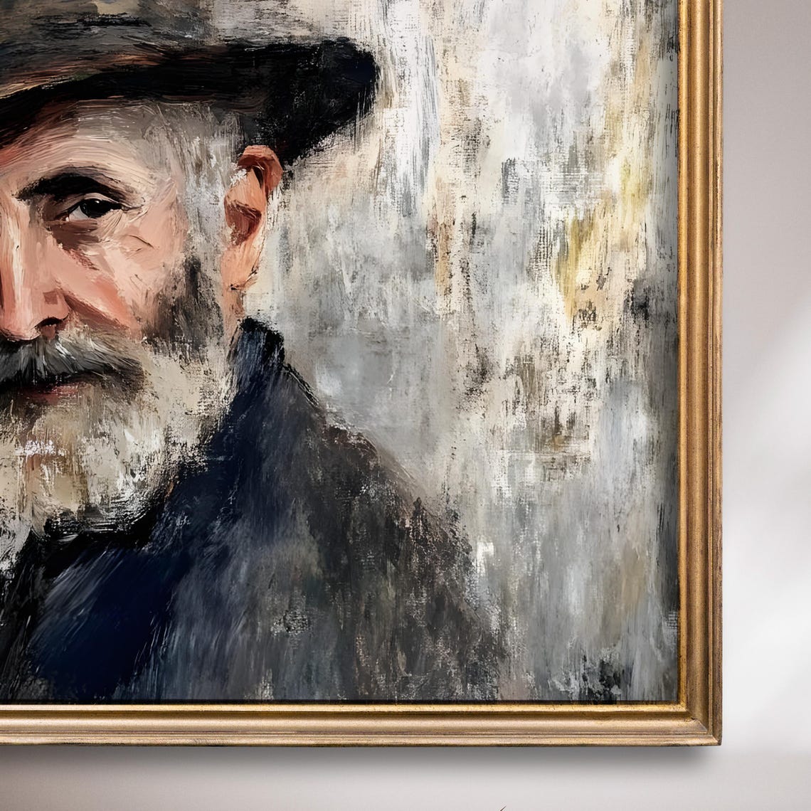 Bearded Man With Hat Portrait Warm Smile Impressionist Style Poster - Image 7