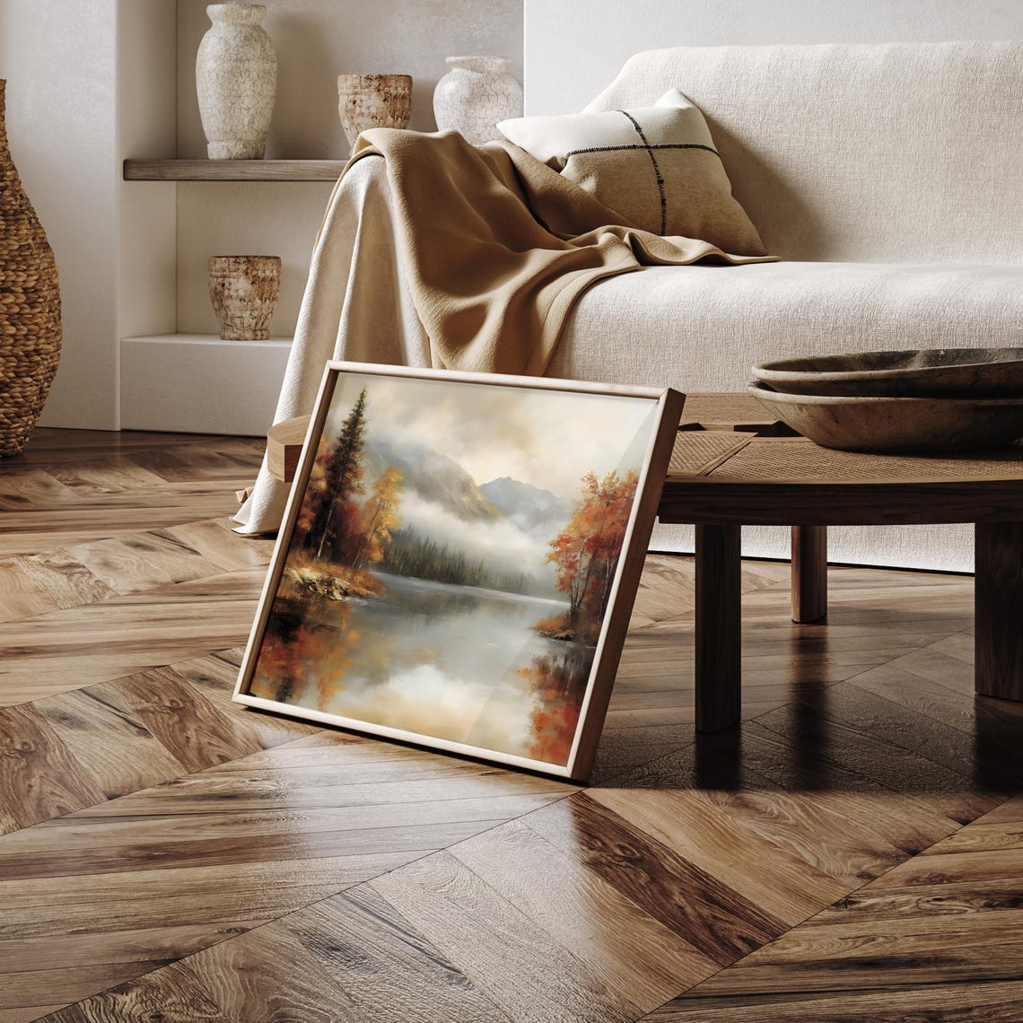 Autumn Mountain Lake With Misty Reflection Fall Colors Poster - Image 3