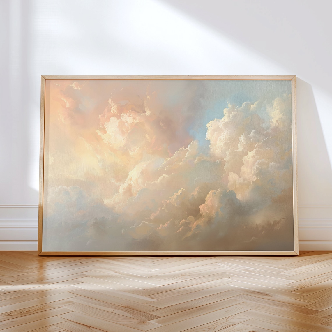Clouds Neutral Painting, Coquette Girls Room Art Print