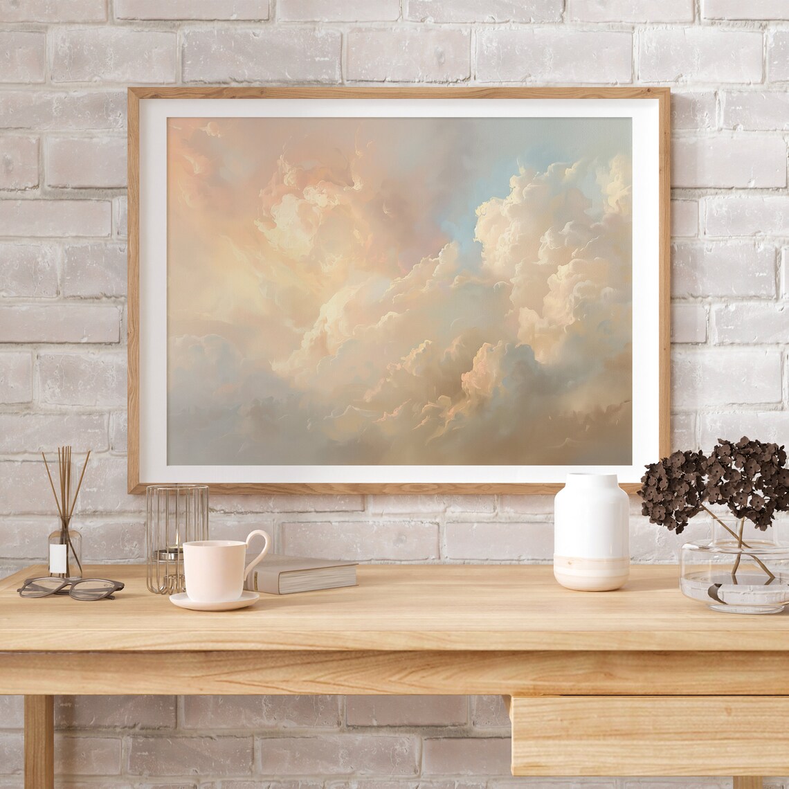 Clouds Neutral Painting, Coquette Girls Room Art Print - Image 2