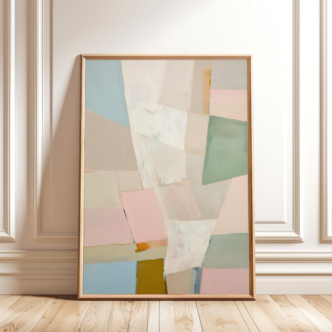 Pastel Abstract Wall Art Soft Neutral Shapes Minimalist Geometric Painting Modern Print