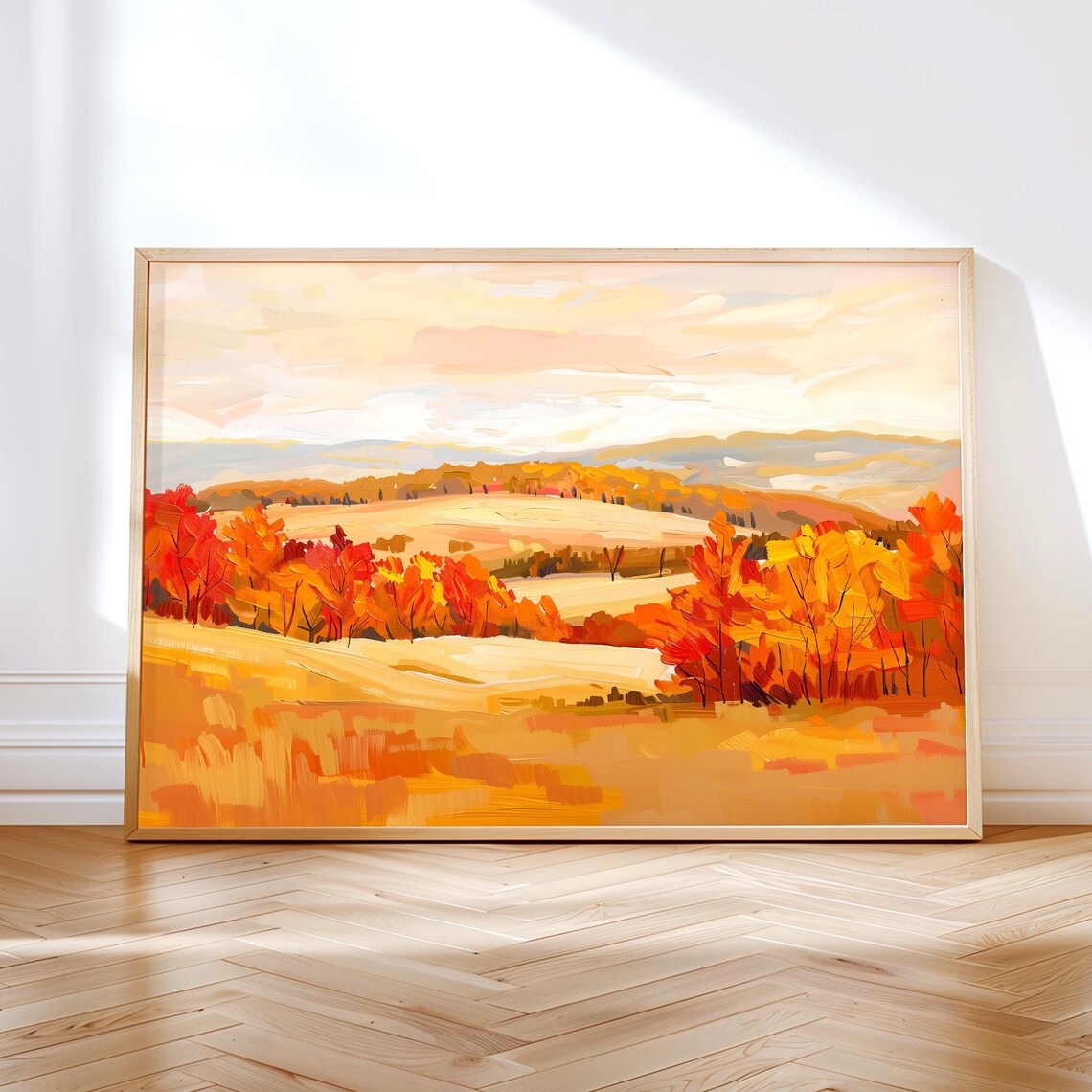 Autumn Landscape Painting, Fall Trees Wall Art