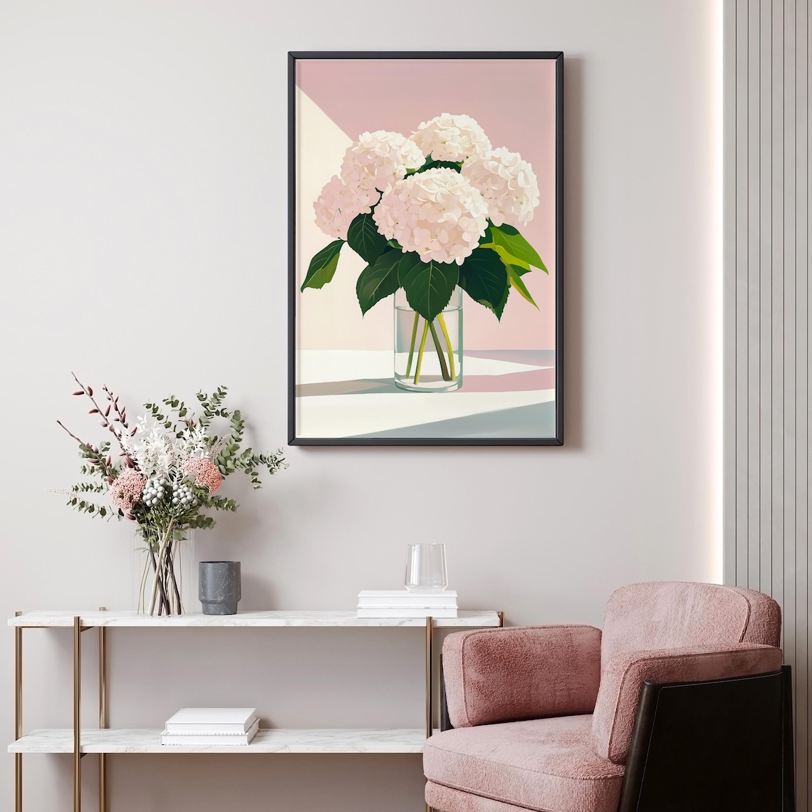 Hydrangea Flower Painting, Botanical Wall Art - Image 3