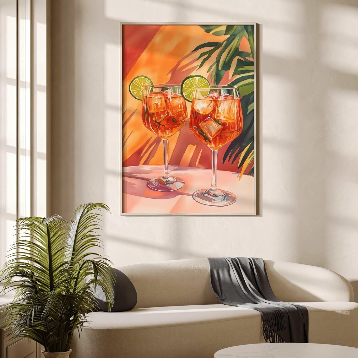 Aperol Spritz Cocktail Two Glasses Bar Cart Art Painting Poster - Image 4