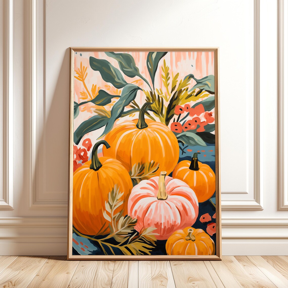 Autumn Pumpkins Painting, Thanksgiving Halloween Decor