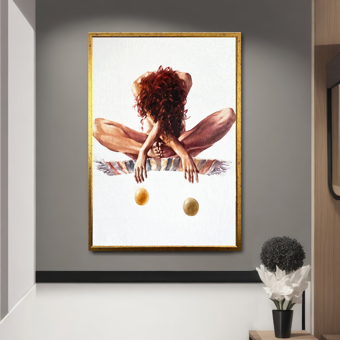 Introspective Nude Woman With Red Hair, Intimate Gift - Image 5