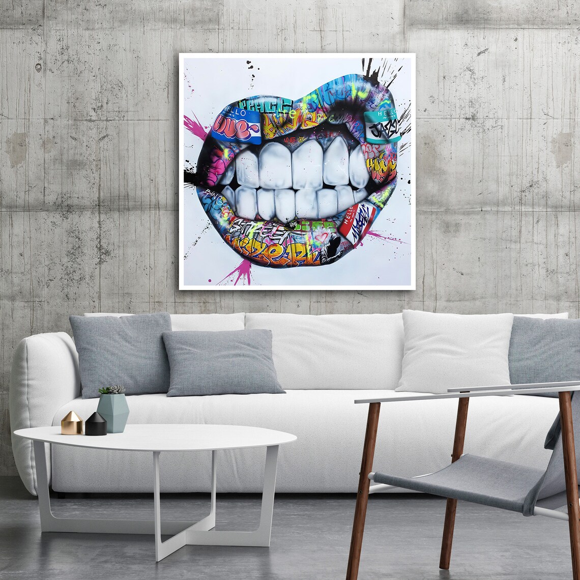 Dynamic Graffiti Art Bold Teeth, Street Art Decor - Image 2